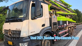 شاحنة مضخة خرسانة Zoomlion 50m مستعملة موديل 2021، هيكل مرسيدس بنز
